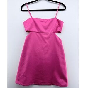 More To Come Pink Cutout Mini Dress Small Hot Pink Satin Adjustable Straps Party